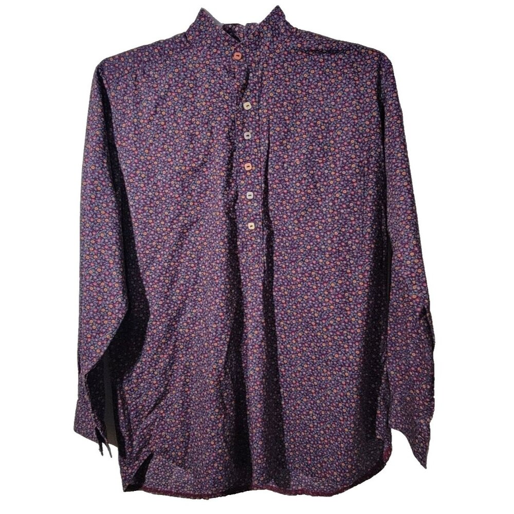 Stitches In Time Purple XL Ditzy Floral Popover Shirt Multicolor Square Buttons